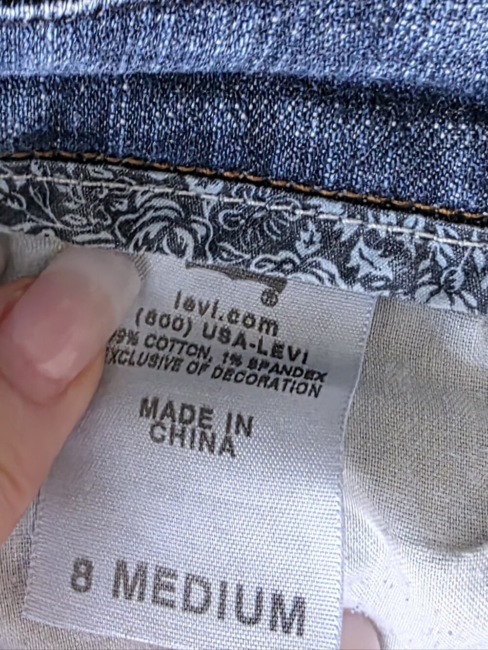 Levi's Blue Denim Jeans with White Floral Interior